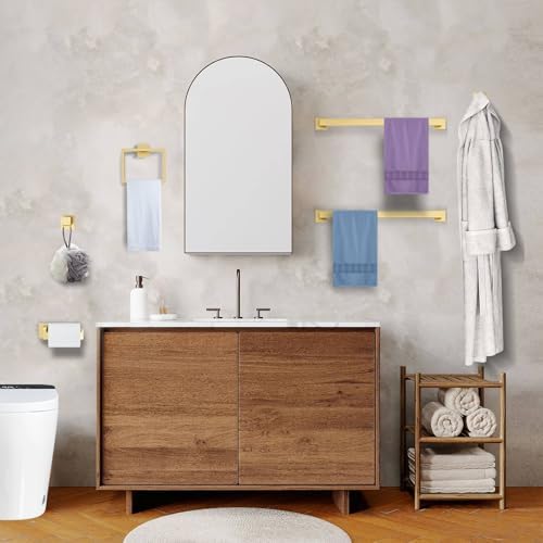 10-Piece Brushed Gold Bathroom Hardware Set Gold Towel Bar Set,Towel Holder/Rack for Bathroom,Stainless Steel Wall-Mounted 23.6 Inch Bathroom Accessories Set - Image 7