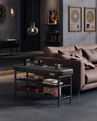 VASAGLE Shoe Bench, Synthetic Leather with Stitching, Loads 300 lb - Image 2