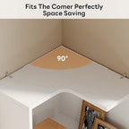 IRONCK Corner Bookshelf, 70.87" Tall Corner Bookcase with Drawers, White - Image 4