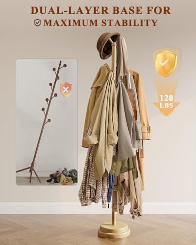 STARSAGA Solid Wood Coat Rack Freestanding Coat Tree with 8 Hooks - Image 4