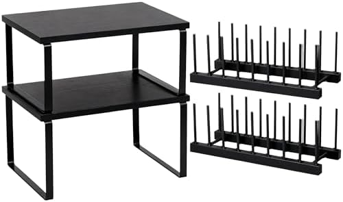 4 Pcs Kitchen Organizer Accessories Set for Cabinet, Black, 11.8 x 7.9'' by Marsui