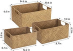 YANGQIHOME Wicker Baskets, [Set of 3] Woven Baskets for Storage, Seagrass Storage Baskets for Organizing with Built-in Handles, Open Storage Bins, Multisize, Natural - Image 2