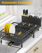 TOOLF Extendable Dish Drying Rack for Kitchen Counter, Black - Image 5