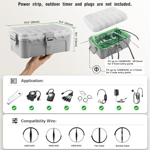 Flemoon Large IP54 Waterproof Outdoor Electrical Box with Transparent Lid - Image 3