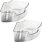 mDesign Plastic Lazy Susan Cabinet Storage Bin with Front Handle for Kitchen Countertop, Pantry, Shelf, Fridge Organization - Hold Food, Drinks, Snacks - Ligne Collection - 2 Pack - Smoke Gray Tint - Image 7