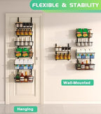 Mefirt 12 Inch Wide Narrow Over The Door Pantry Organizer 6-Tier Black - Image 4