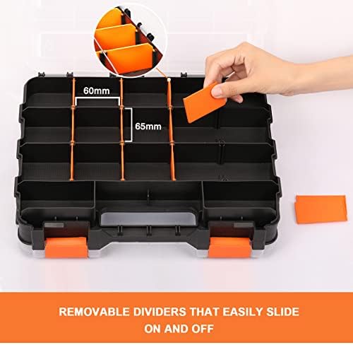 Mayouko Double Side Tools Organizer, Customizable Removable Plastic Dividers, Hardware Box Storage, Excellent for Screws,Nuts,Small Parts, 34-Compartment,2 PCS Set,12.6"L x 10.6"W x 3.2"H - Image 4