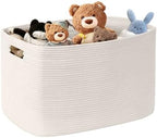 100L Extra Large Woven Laundry Basket Hamper with Handles, White by SunNewt