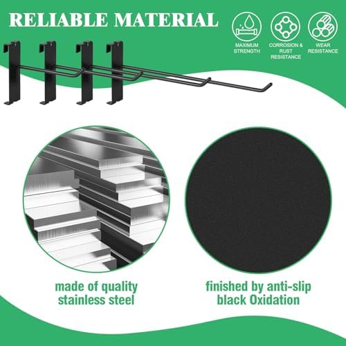 40Pcs 4" 6" 8" 10" Gridwall Display Hooks Assortment Set, Black Metal Grid Wall Panel Hanging Display Hook for Garage Shop Retail Storage, Wire Diameter 5mm/ 0.2” - Image 3