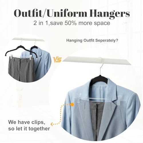 HOUSE DAY Skirt Hangers 24 Pack, Velvet Pants Hangers with Adjustable Clips - Image 5