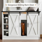 4ever2buy Farmhouse Hall Tree with Bench & Shoe Storage, White - Image 5
