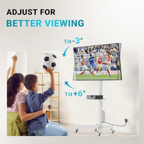 BONTEC Rolling TV Stand with Pegboard Storage for 32–65 Inch TVs, White - Image 6