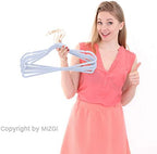 MIZGI Velvet Hangers 50 Pack Non Slip Heavy Duty Light Blue Rose Gold Hooks - Image 6