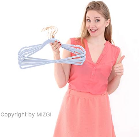 MIZGI Velvet Hangers 50 Pack Non Slip Heavy Duty Light Blue Rose Gold Hooks - Image 6