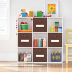 Fabric storage cubes (Set of 8) 11 Inch Cube Storage Bin, Cube storage with 8 Labels Window Cards & a Pen, Foldable cube Organizer bins,11x11 Storage bin, Cubby Organizer Boxes, Brown - Image 6