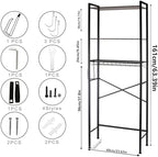 Over The Toilet Storage Rack, 3-Tier Bathroom Organizer Shelf with Toilet Paper Holder & 3 Hooks, Freestanding Metal Over Toilet Storage Shelves for Small Bathroom Spaces, Brown - Image 6