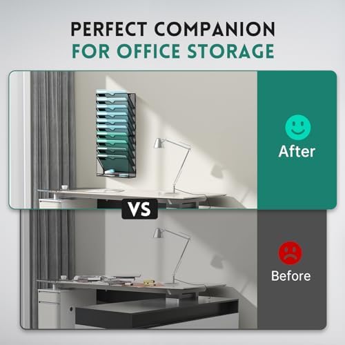 11-Tier Wall File Organizer, Hanging File Holder, Wall Mounted Mail Sorter - Image 7