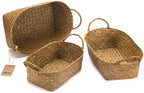 DOKOT Woven Rattan Baskets - Set of 3, Perfect for Kitchen Storage and Organizing Fruits by DOKOT
