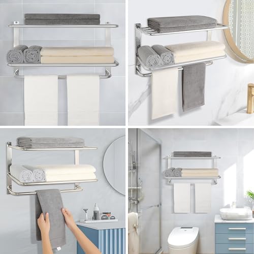 3-Tier Bathroom Towel Rack, SUS 304 Wall Mount, Brushed Nickel - Image 6