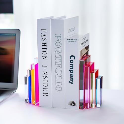 6Lbs Crystal Geometric Bookends Non-Skid Sturdy Shelf Decor - Image 2
