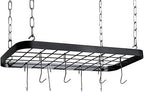 Hanging Pots and Pans Organizer Rack for Ceiling Wall Mount Grid Kitchen Pot Storage Shelves for Utensils, Cookware with 8 S Hooks (24.4 x 11.8 x 1.2 inches)- JACKCUBE DESIGN MK397B - Image 6