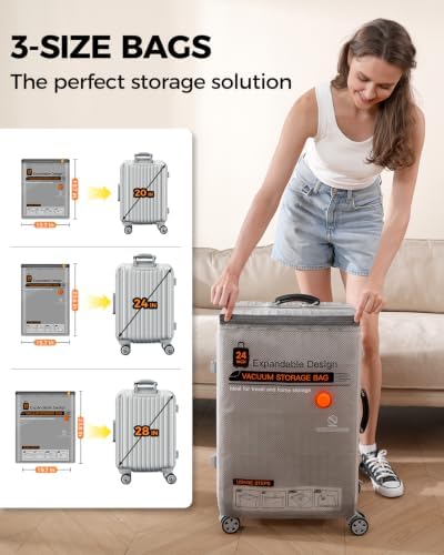 Vacuum Storage Bags with Cordless Pump, 3 Sizes Travel Vacuum Bags for Clothes & Blankets, Space Saver Vacuum Seal Bags for Home Storage, 9 Combo - Image 3