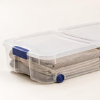 66 Qt Underbed Storage Bin with Wheels, Clear Organizer for Blankets - Image 5