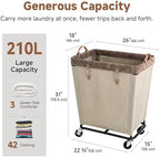 StorageWorks 210L Laundry Basket with Wheels, Rolling Hampers for Clothing - Image 2