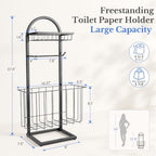 Toilet Paper Holder Stand Freestanding with Storage Basket for Bathroom - Image 4
