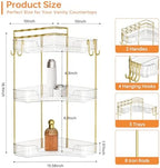 3-Tier Corner Bathroom Counter Organizer，Makeup & Skincare Shelf with Built-in Brush Holder，Space-Saving Bathroom Countertop Organizer for Skincare, Perfume, Cosmetics(Clear) - Image 2