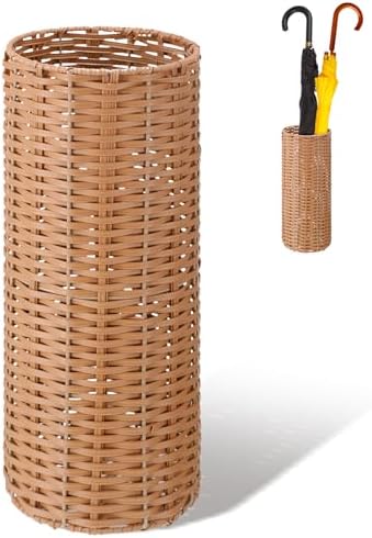 Weysat Woven Rattan Umbrella Stand Holder for Entryway,Cylindrical Style by Weysat