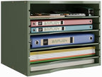 Bamjoy Bamboo 5 Tier Desktop Organizer, Paper Organizer Mail Sorter, File Holder Letter Document Storage with Adjustable Shelves for School Home Office, Forest Green by Bamjoy