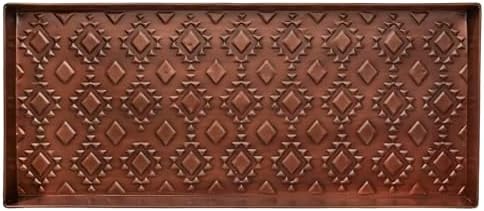HF by LT Kilim Pattern Metal Boot Tray, 30 x 13 inches, Antique Copper Finish by HFbyLT