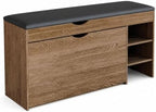 Shoe Storage Bench with Cushion, Rotating Rack for Entryway by Unknown