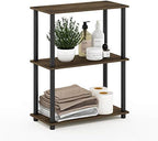 Furinno TURN-N-TUBE Storage Shelves, 3-Tier Book Shelf, Corner Shelf, Toolless Open Shelves, for Organization and Storage, Living Room, Garage, Home Office, Columbia Walnut by Furinno-FitsYourSpaceFitsYourBudget