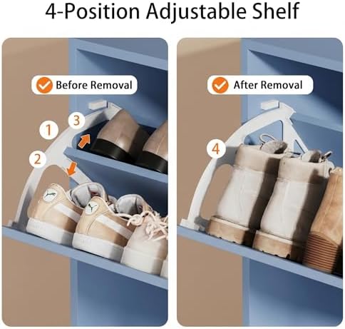 Shoe Storage Cabinet, Wood Shoe Organizer for Entryway with 3 Flip Drawers, Freestanding Shoe Rack with Adjustable Shelf, Narrow Shoe Dresser for Front Door Entrance (Blue, Standard 3 Drawers) - Image 3