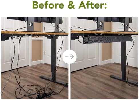 Perfect POSTURE Mesh Cable Organizer – Clamp-Mounted Under Desk Cable Management, Flexible Mesh, Easy-Access Design, & Standing Desk Compatible – 38” (White) - Image 5