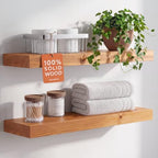 Homeforia 24 Inch Floating Shelves, High-End Solid Pine Wood, Set of 4 by Homeforia