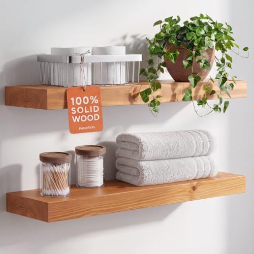 Homeforia 24 Inch Floating Shelves, High-End Solid Pine Wood, Set of 4 by Homeforia