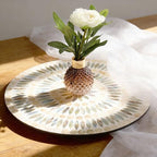 13.4" Mother of Pearl Lazy Susan, Table Centerpiece Round Shell Decorative Lazy Susan Turntable Rotating Tray Organizer for Cabinet Counter Gift Kitchen Office Cafe Home Decor (Dot Blue) - Image 3