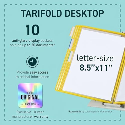 Tarifold Desktop Reference Display System, 10 Pockets, Expandable, Yellow - Image 2
