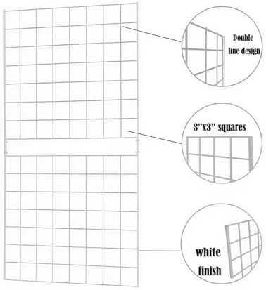 Grid Wall Commercial Grade Gridwall Panels – Heavy Duty Grid Panel for Any Retail Display Wall Grid 2' Width x 4' Height, White (Pack of 4) Easily Portable - Image 4