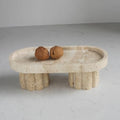 Natural Travertine Marble Oval Tray with 2 Legs, 10" Vanity Decorative Tray for Countertop Organizer, Catchall Tray for Perfume, Candles, Jewelry Dish by Natust