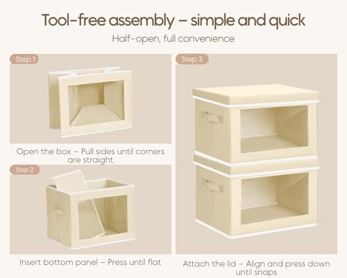 Homsorout Collapsible & Stackable Fabric Storage Bins with Front Window, 6 Pack for Closet, Bedroom, Nursery, Home & Office, Beige, 14.9 x 9.8 x 9.8 Inches - Image 7