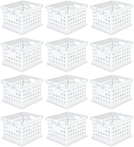Sterilite Storage Crate Bin File Organizer for Home & Office,White, 12-Pack by Sterilite