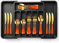 Orange Silverware Set with Expandable Drawer Organizer for 6-24 Piece Stainless Steel Flatware Set with Spoons, Forks, Knives, Heavy Duty Mirror Polished for Home/Kitchen/Restaurant (Orange-Gold) by ASellerSpecializinginLife