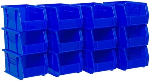 Akro-Mils 30237 AkroBins Plastic Storage Bins, 9"x6"x5", Blue, 12-Pack by Akro-Mils