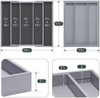 Large Kitchen Utensil Drawer Organizer - Expandable 5 Slots Cooking Utensil Organizer Multipurpose Silverware Organizer for Storage Repair Tools, Painting Tools W13.7"-19.9" x L17.6" X H2.5" (Grey) - Image 2
