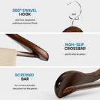 ZOBER Wide Shoulder Wooden Hangers, Vintage Clothes Hangers, 6 Pack - Image 5