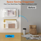 MFTEK Magnetic File Holder, 3 Pockets Wall File Folders Holder No Drilling Magnetic Paper Mail Organizer Magazine Basket, Hanging Storage Rack for Fridge Cabinets Office Classroom(White) - Image 5